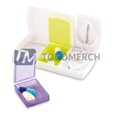 Pastillero con cortador de 2 compartimientos